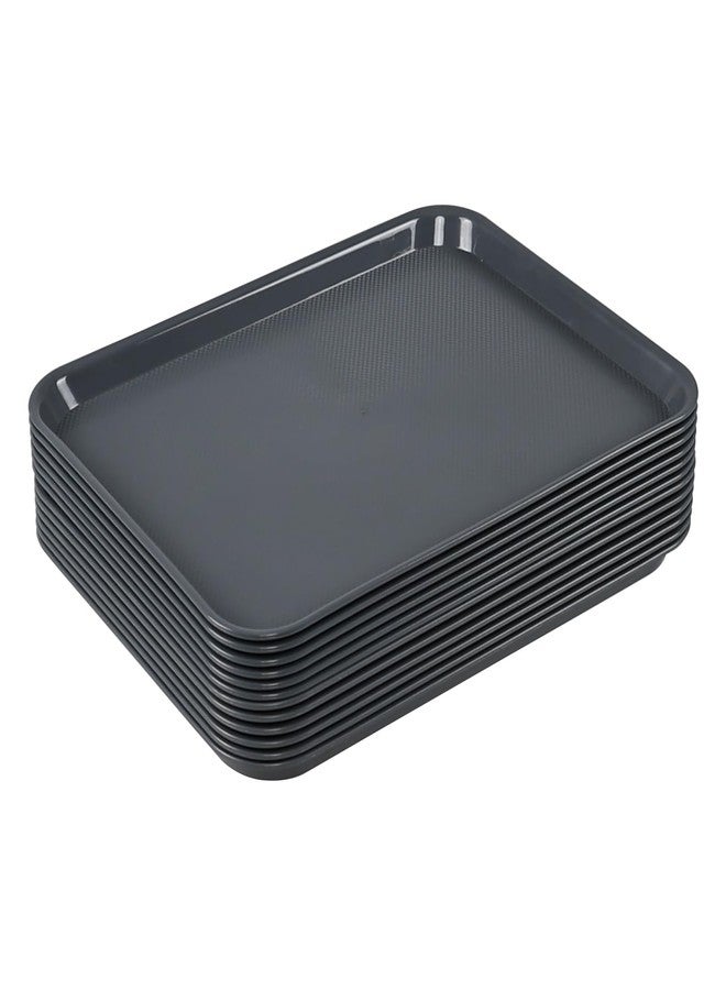 CadineUS 12-Pack Serving Trays, Plastic Fast Food Trays, Grey - Image 1