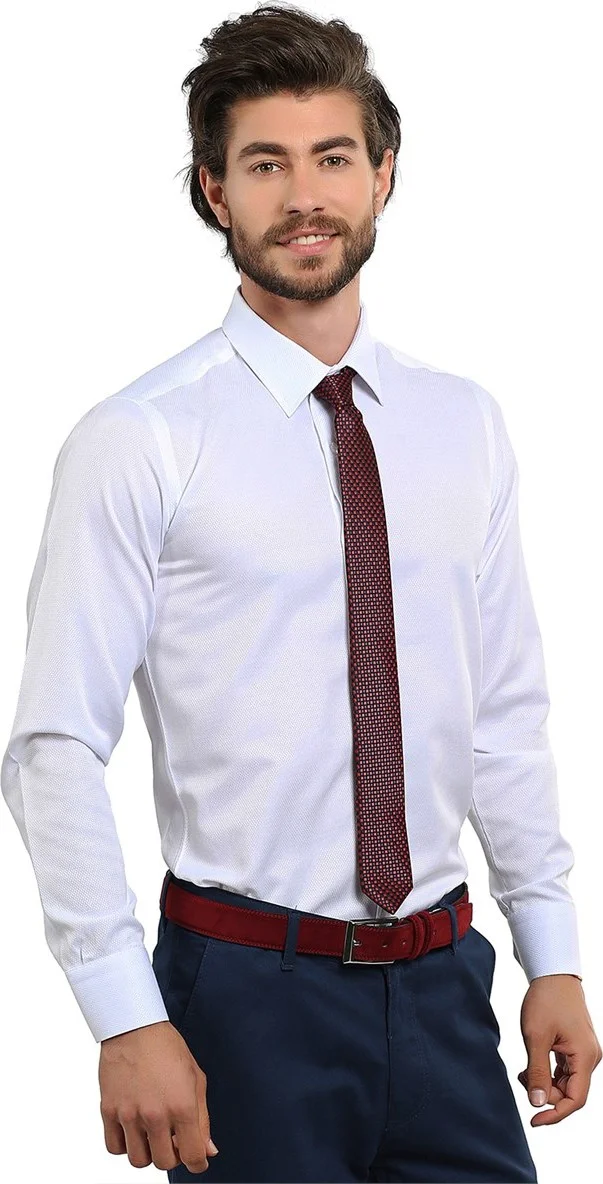 تودورس Slim Fit White Dobby Shirt 60/1