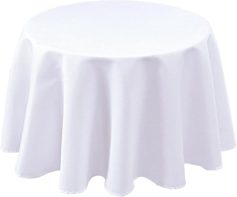 Biscaynebay Elegant upgraded practical design Textured Fabric Round Tablecloths 70", White Table Cloth Water Resistant Circle Folding Table Covers for Dining, Kitchen, Wedding and Parties etc. Machine Washable Trendy varied sizing alternatives - Image 1
