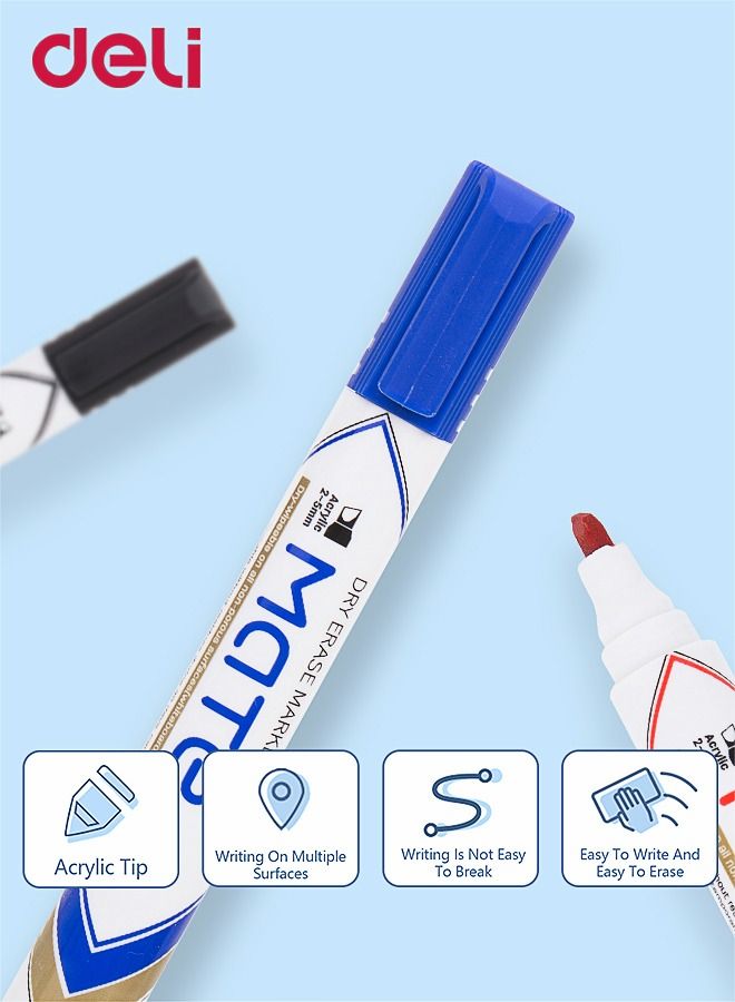 ديلي طقم أقلام ماركر للسبورة البيضاء بحبر حبر منخفض رائحة وغير سام مكون من 4 قطع لوازم الكتابة للمدرسة والمنزل والمكتب 4 ألوان - Image 2