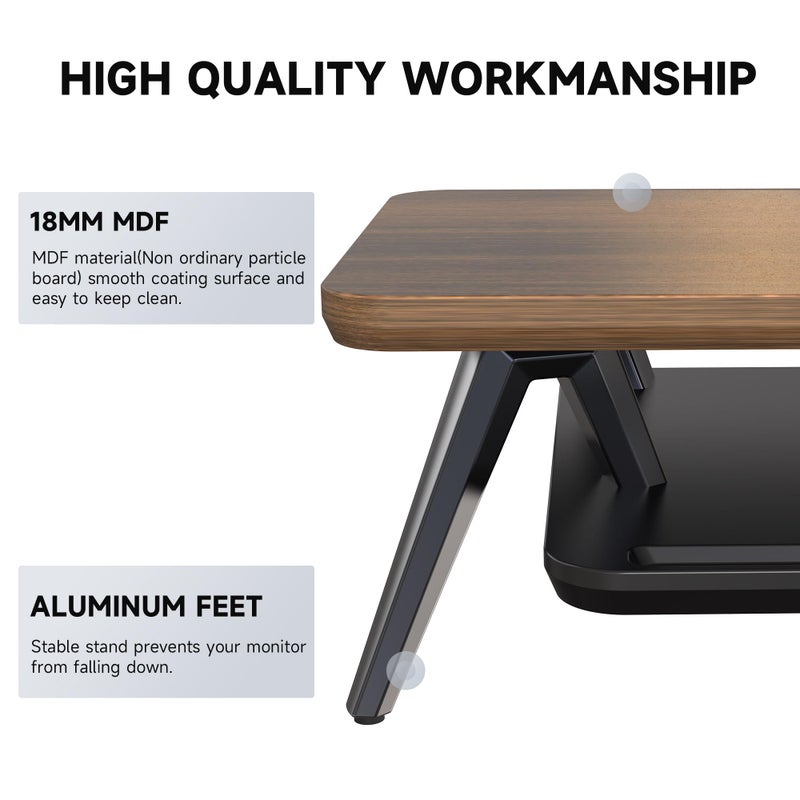 Fenge Dual Monitor Stand, Monitor Stands Riser for 2 monitors, 42.5 Inch Wood Desk Shelf with Storage Organizer and Cable Management for Office Desk Accessories - Image 4