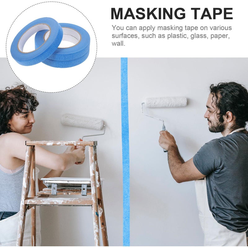 Blue Painters Masking Tape 18mm x 50m 3 Pack for Painting Wall Craft Labeling - Image 4