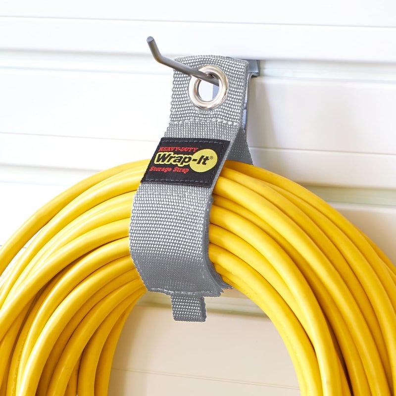Wrap-It Storage Heavy-Duty Straps - (Assorted 12 Pack) Silver - Hook and Loop Hanging Extension Cord Organizer for Cable Management and Storage on Garage Wall, RV Gadgets and Appliances - Image 2