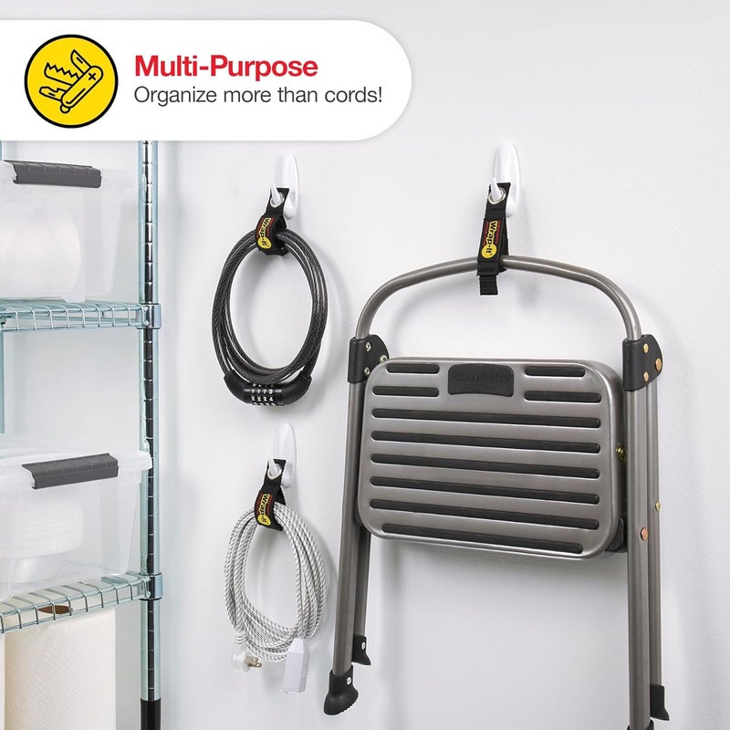 Wrap-It Storage Heavy-Duty Straps - (Assorted 12 Pack) Silver - Hook and Loop Hanging Extension Cord Organizer for Cable Management and Storage on Garage Wall, RV Gadgets and Appliances - Image 5