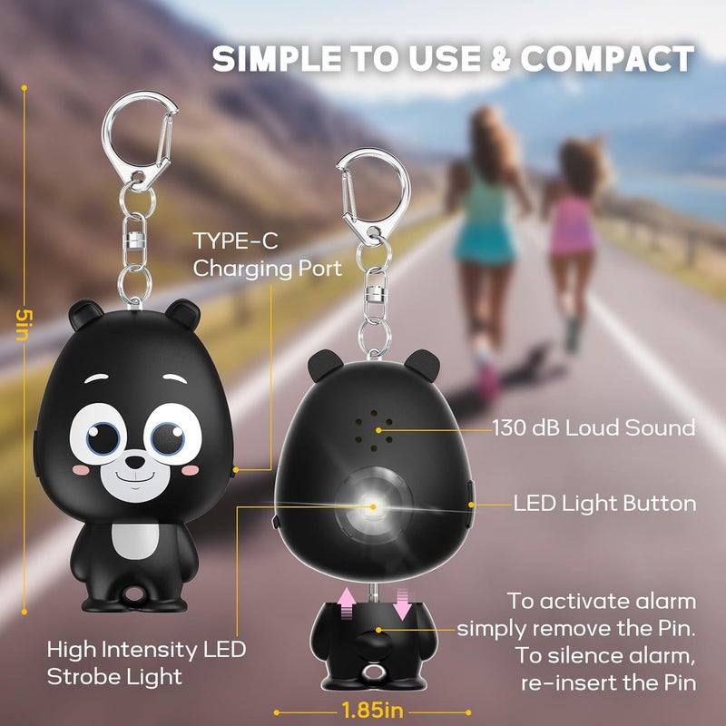 VIGOROAD Personal Safety Alarm for Women – Rechargeable Personal Alarm for Women Kids and Elders – 130dB Loud Siren – Strobe Light – Low Battery Notice – Safety Siren Keychain - Image 5