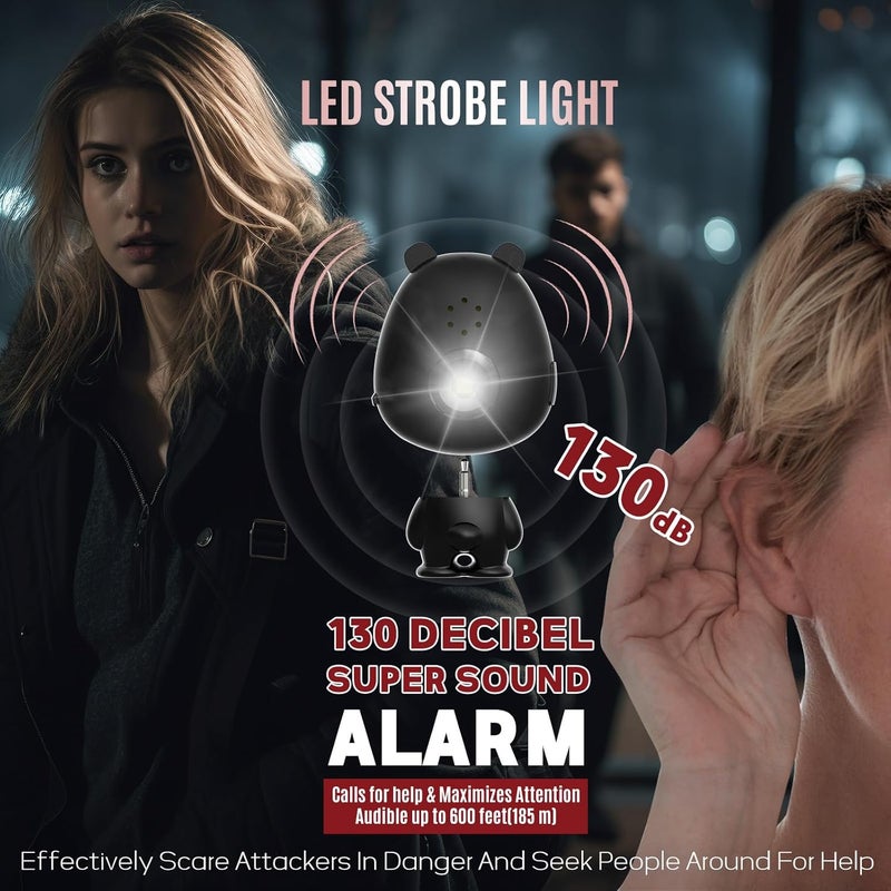 VIGOROAD Personal Safety Alarm for Women – Rechargeable Personal Alarm for Women Kids and Elders – 130dB Loud Siren – Strobe Light – Low Battery Notice – Safety Siren Keychain - Image 2