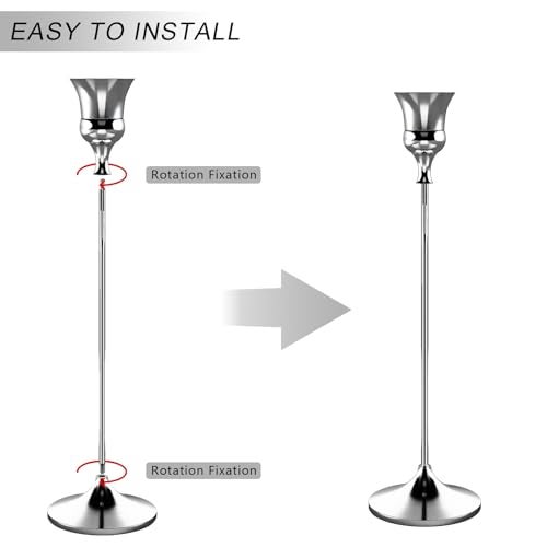 Showin Candlestick Holders Silver, 6 Packs Taper Candle Holder for Candlesticks, Candle Sticks Holder Decor for Home Decor - Image 5