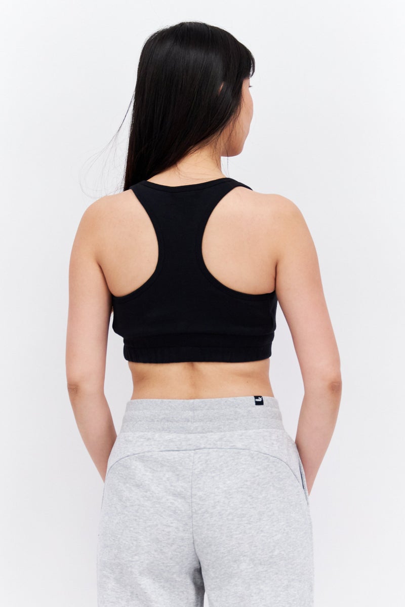 COZI Women U-Neckline Sleeveless Solid Crop Top, Black - Image 2