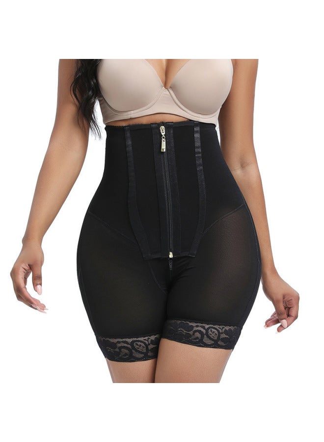 European And American High Waist Buckle Zipper Abdominal Pants Peach Hip Slimming Abdominal Pants Body-lifting Pants