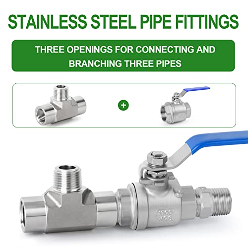 TAISHER 1PCS Forging of 304 Stainless Steel Tee Pipe Fittings, 1/2" NPT Female x 1/2" NPT Male x 1/2" NPT Female Pipe Fittings, Male Branch Tee - Image 4