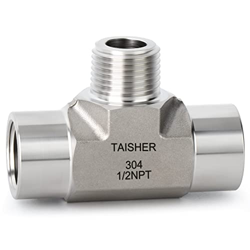 TAISHER 1PCS Forging of 304 Stainless Steel Tee Pipe Fittings, 1/2" NPT Female x 1/2" NPT Male x 1/2" NPT Female Pipe Fittings, Male Branch Tee - Image 2