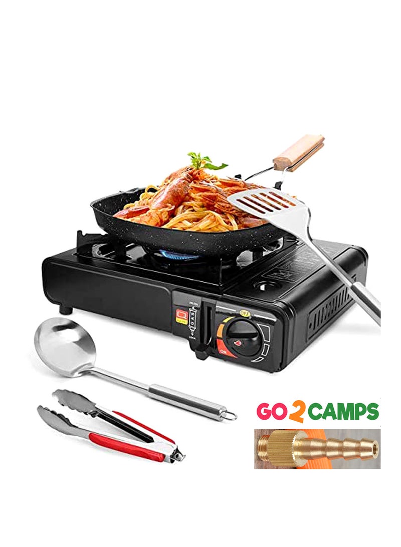 GO2CAMPS Camping Stove with 3-Piece Butane Gas Catridge -Two Way - Black/Orange/Red - Image 2