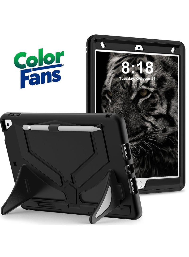 Suitable for iPad 10.2 inch 2021/2020/2019 Panther Silicone+PC Anti Drop Tablet Protective Case Black/Black