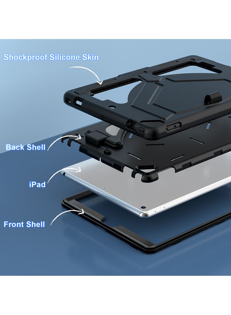 Suitable for iPad 10.2 inch 2021/2020/2019 Panther Silicone+PC Anti Drop Tablet Protective Case Black/Black