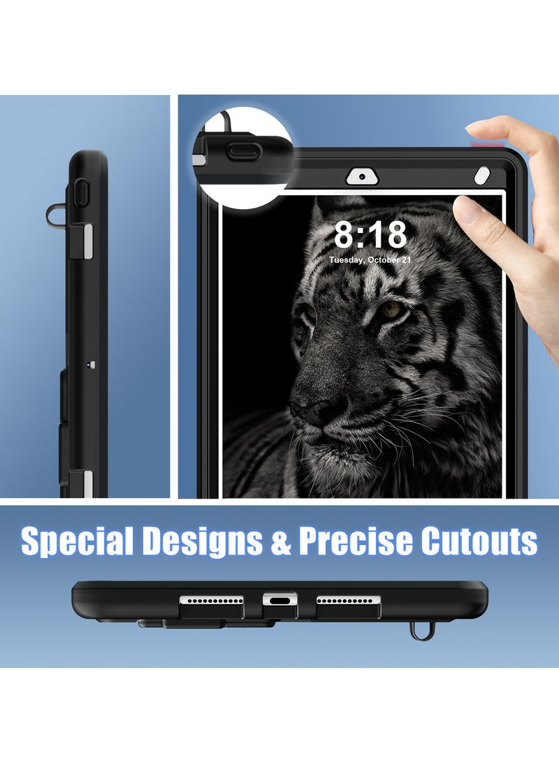 Suitable for iPad 10.2 inch 2021/2020/2019 Panther Silicone+PC Anti Drop Tablet Protective Case Black/Black