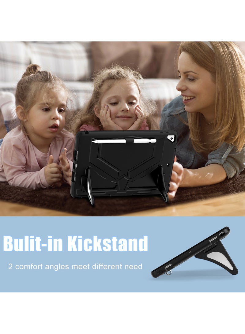 Suitable for iPad 10.2 inch 2021/2020/2019 Panther Silicone+PC Anti Drop Tablet Protective Case Black/Black