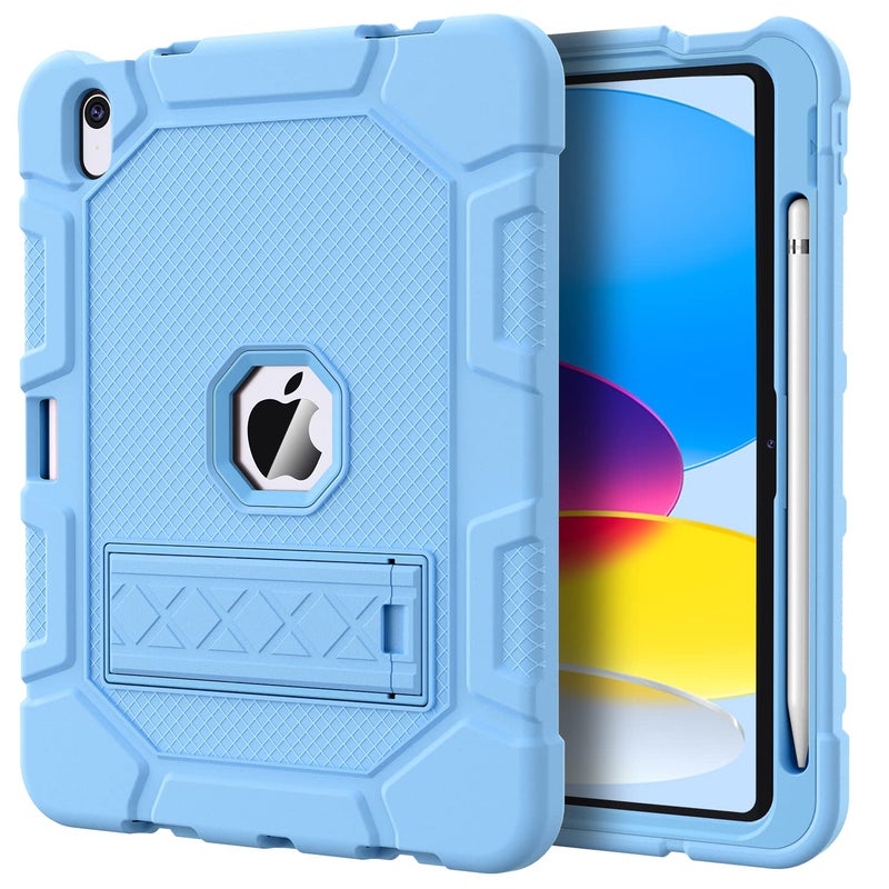 Azzsy Case for iPad A16 11th Generation 11 Inch 2025 iPad 10th Generation 109 Inch 2022 Builtin Pencil Holder Heavy Duty Shockproof Rugged Protective Case Sky Blue