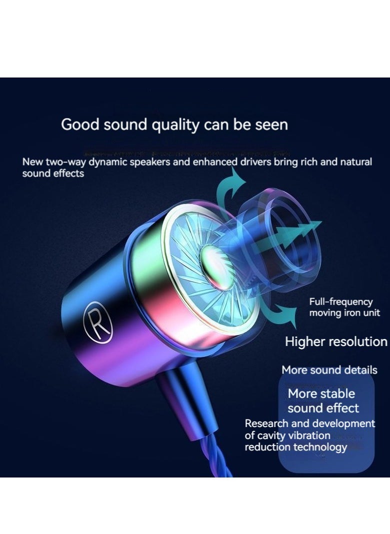 Generic Metal heavy bass wired in-ear headphones with wire-controlled tuning earbuds with microphone (red)  - Image 3