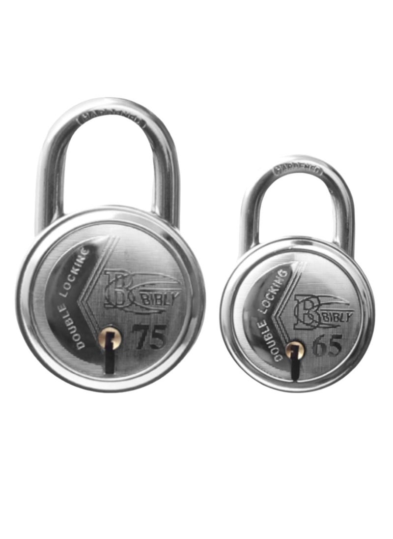 AUTHENTIC AK BEBLY Industries Fancy Round 75 MM 65 MM Padlock Combo B16  - Image 1
