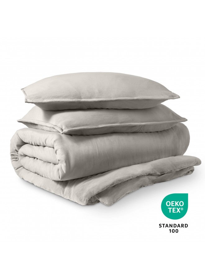Bare Home Bare Home Sandwashed Bedding Duvet Cover King/Cal King Size - Premium 1800 Collection Duvet Set - Cooling Duvet Cover - Super Soft Duvet Covers (King/Cal King, Sandwashed Fog) - Image 5