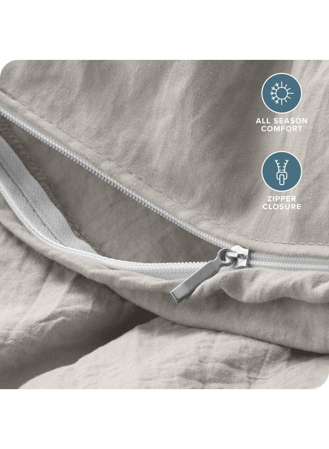 Bare Home Bare Home Sandwashed Bedding Duvet Cover King/Cal King Size - Premium 1800 Collection Duvet Set - Cooling Duvet Cover - Super Soft Duvet Covers (King/Cal King, Sandwashed Fog) - Image 4