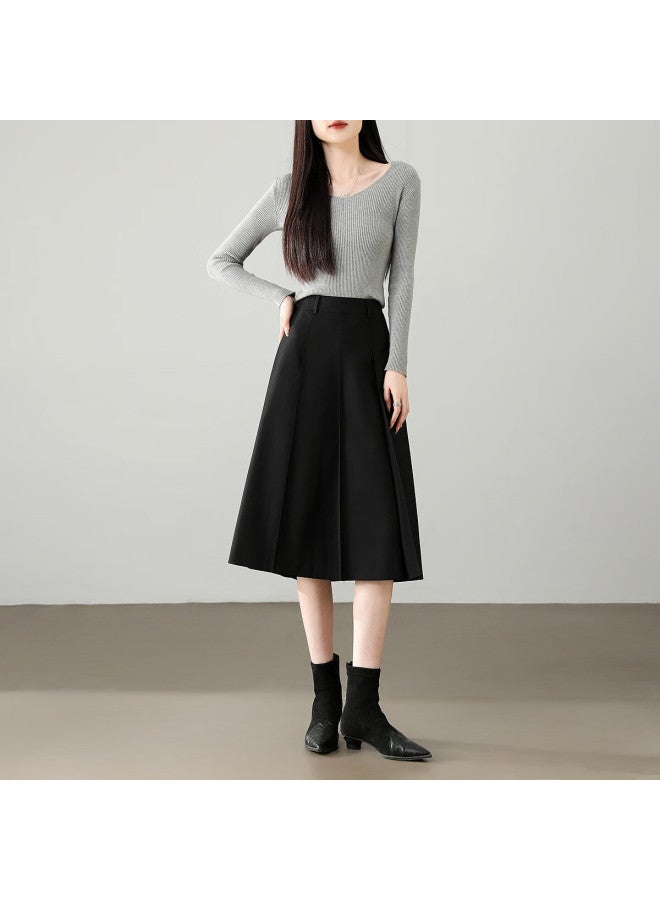 Dme [gentle And Firm] Elegant And Intellectual Summer Pleated A-line Skirt, Body-hugging Mid-length Skirt For Wome - Image 5