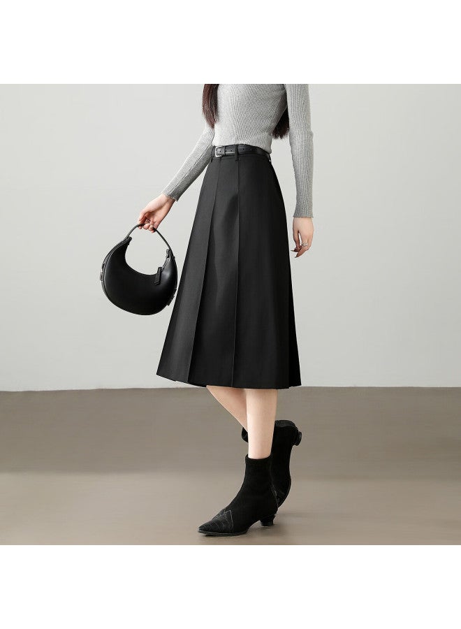 Dme [gentle And Firm] Elegant And Intellectual Summer Pleated A-line Skirt, Body-hugging Mid-length Skirt For Wome - Image 2
