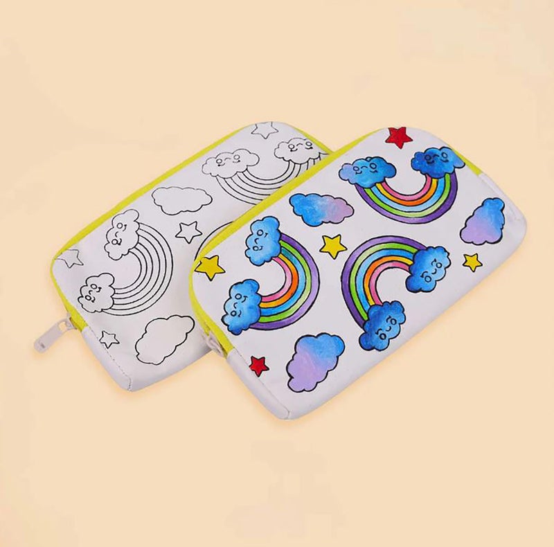 HOBBY INDIA DIY Canvas Pouch Painting Kit Set for Kids Pre-Printed Art & Craft for Girls Creative Activity Age 3,4,5, 6,7,8+ with Zipper Color & Brush (Rainbow) - Image 5