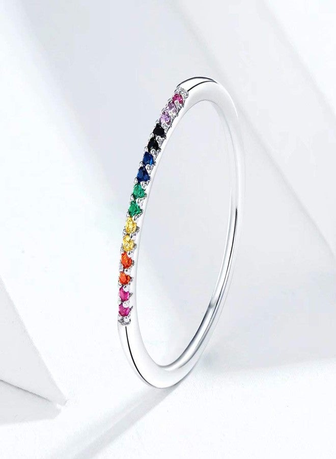 Qings Color CZ Finger Rings Genuine 925 Sterling Silver Stackable Ring Gift for Women - Image 4
