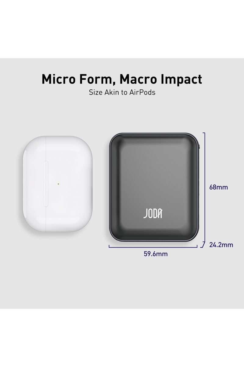 جودا شاحن متنقل JODA Metix 10 بسعة 10000 مللي أمبير - شحن سريع بقوة 22.5 واط مع كابل USB-C مدمج، حجم فائق الصغر، وهيكل من سبائك الألومنيوم لتعزيز الأمان - لون أسود - Image 3
