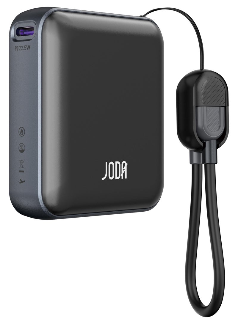 جودا شاحن متنقل جودا ماتكس 10 بسعة 10000 مللي أمبير - شحن سريع بقوة 22.5 واط مع كابل USB-C مدمج، حجم فائق الصغر، وهيكل من سبائك الألومنيوم لتعزيز الأمان - لون أسود - Image 1