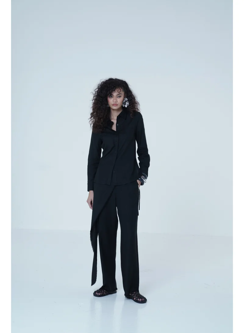 Ashita Fernandes  Straight-Leg Linen Pants – Black for Women | Best Price UAE