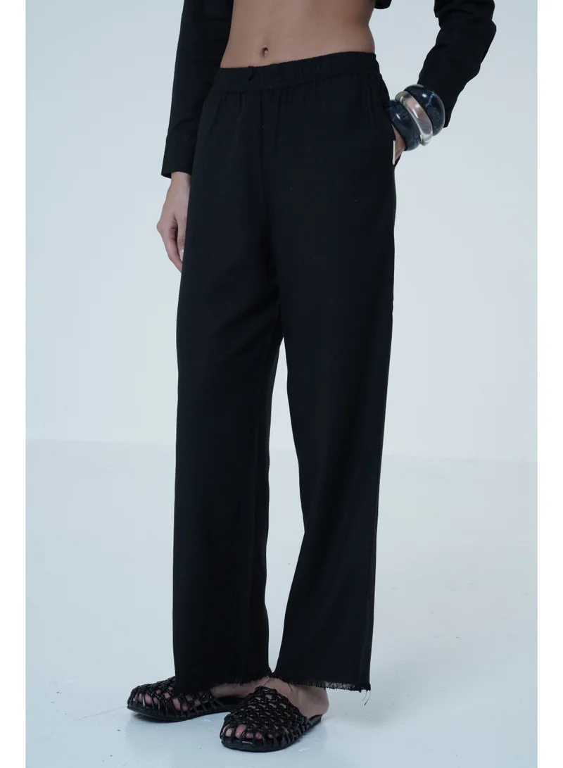 Ashita Fernandes  Straight-Leg Linen Pants – Black for Women | Best Price UAE