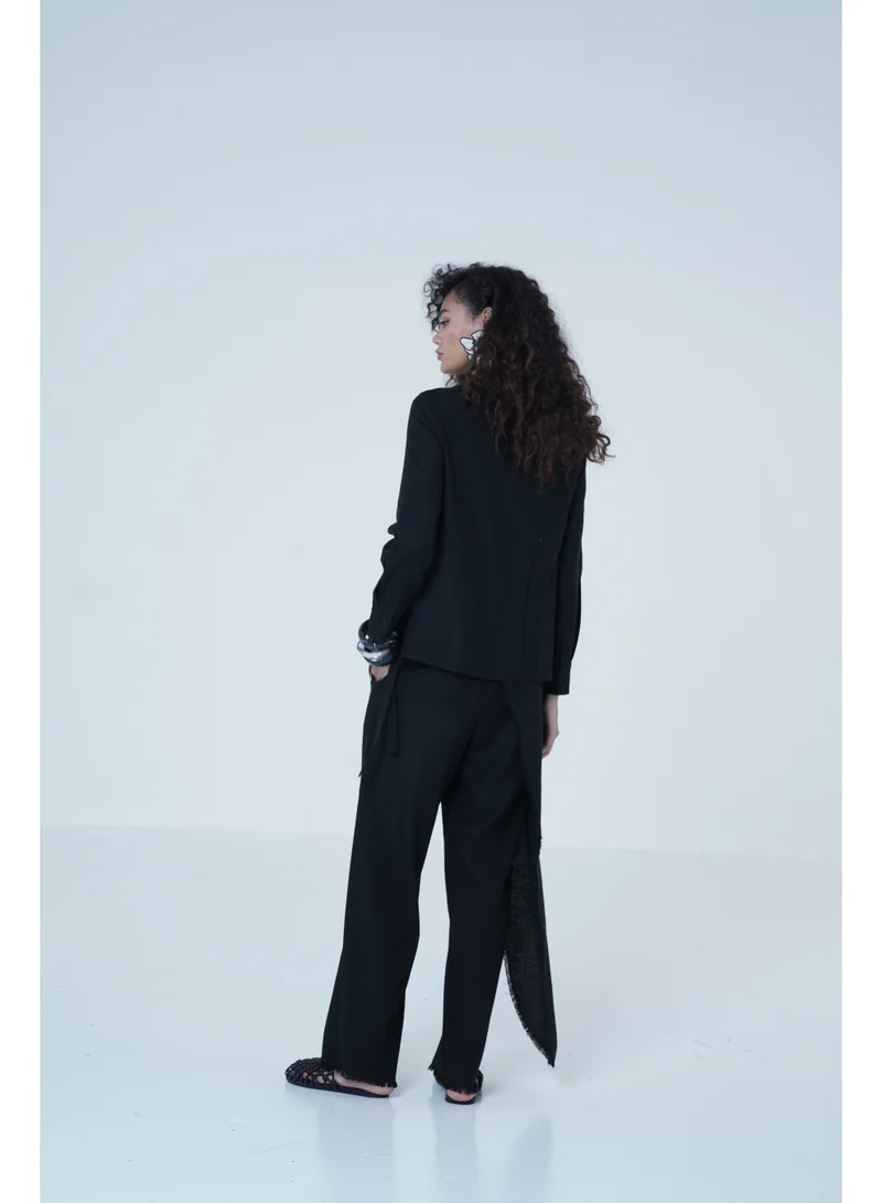 Ashita Fernandes  Straight-Leg Linen Pants – Black for Women | Best Price UAE