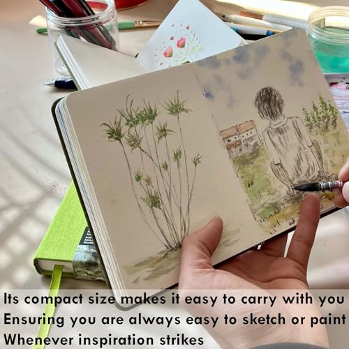 tumuarta Watercolor Journal,140 LB, 300 GSM, Cotton Paper, Cold Press, 24 Sheets, 48 Pages, Watercolor Paper Sketchbooks for Use As Travel Notebook and Mixed Media Pad, 5.5x5.5 - Image 5