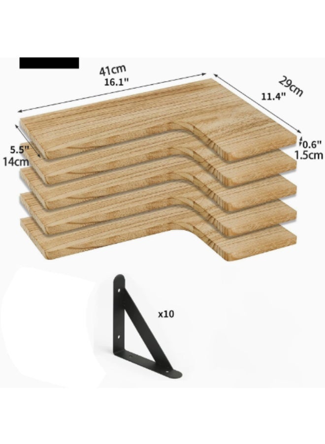 Floating Shelves for Wall, Rustic Wood Wall Mounted Corner Shelf for Bathroom, Kitchen, Bedroom, Home Decor, Laundry Room, Living Room - Image 2