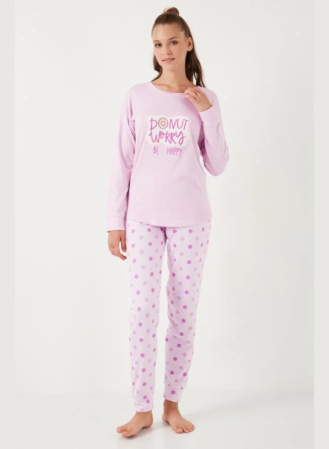 Lela  Lela Stretch Standard Fit Crew Neck Patterned Pajama Set Women's PAJAMA SET 6095700 for Women | Best Price UAE
