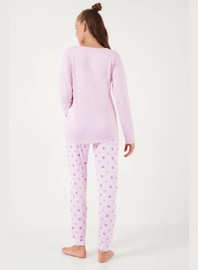 Lela  Lela Stretch Standard Fit Crew Neck Patterned Pajama Set Women's PAJAMA SET 6095700 for Women | Best Price UAE