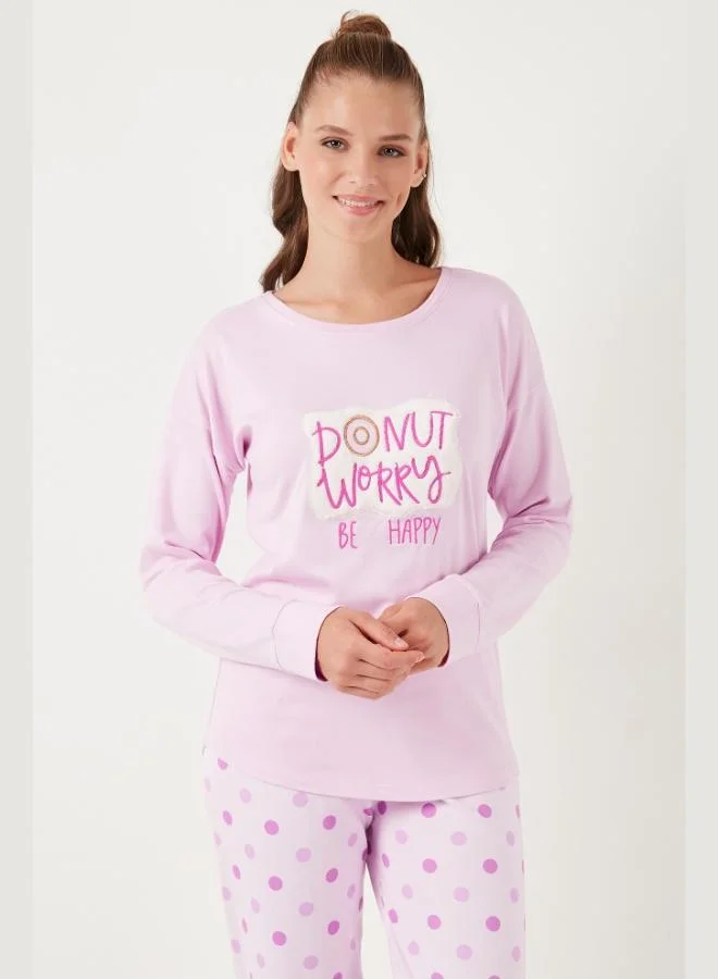 Lela  Lela Stretch Standard Fit Crew Neck Patterned Pajama Set Women's PAJAMA SET 6095700 for Women | Best Price UAE