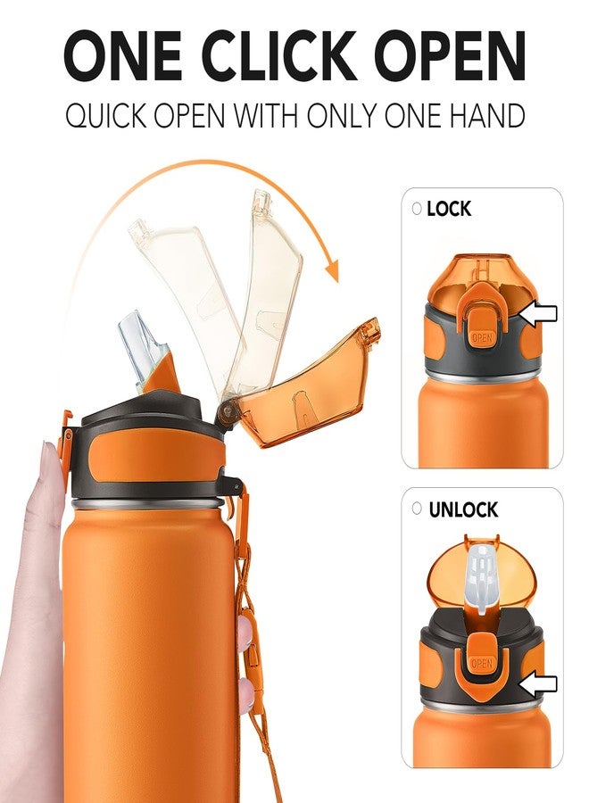 Enerbone زجاجة مياه معزولة من إنيربوين، سعة 32 أونصة، مصنوعة من الفولاذ المقاوم للصدأ، مزودة بحزام حمل، ترمس معزول بجدار مزدوج بتقنية التفريغ، زجاجة رياضية مانعة للتسرب مع ماصة، تحافظ على المشروبات ساخنة أو باردة لساعات. - Image 3