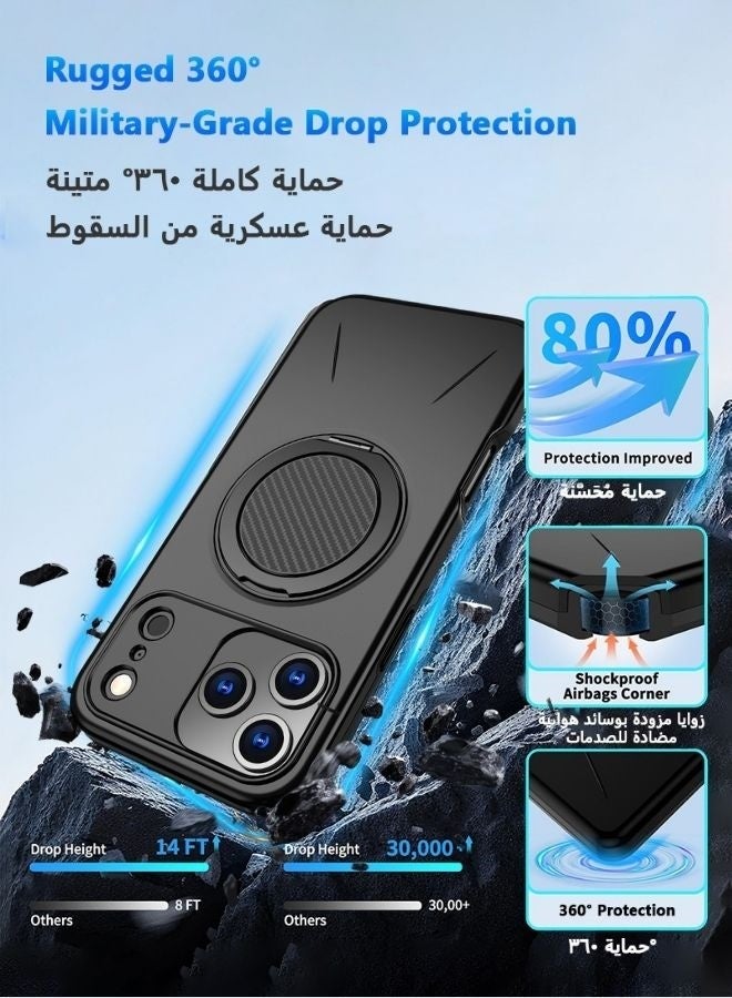 ZAFRA iPhone 17 PRO MAX Case with 360° Rotating Aluminum Stand & N52 Magnets | Protective | Compatible with MagSafe & Car Mount - Image 5
