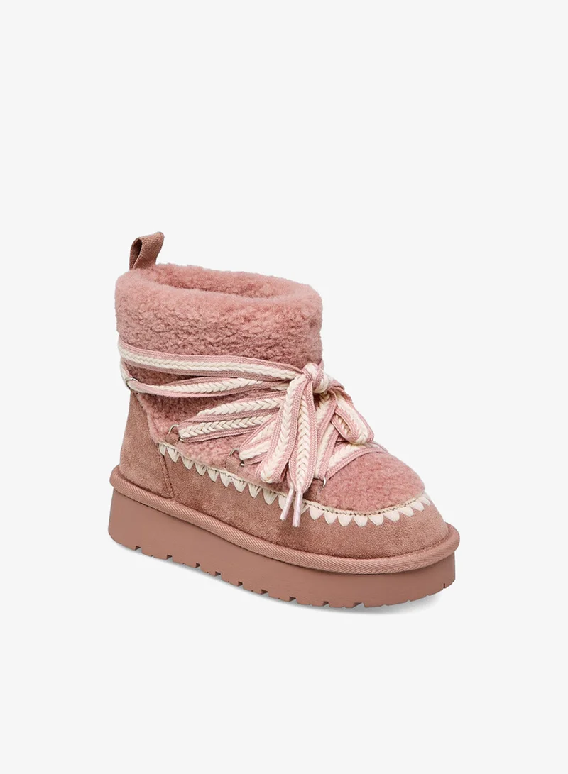 Little Missy PINK Girls' Lace-Up Ankle Boots for Women | Best Price UAE