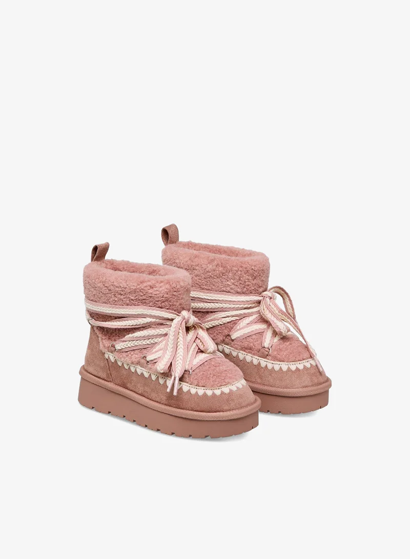 Little Missy PINK Girls' Lace-Up Ankle Boots for Women | Best Price UAE