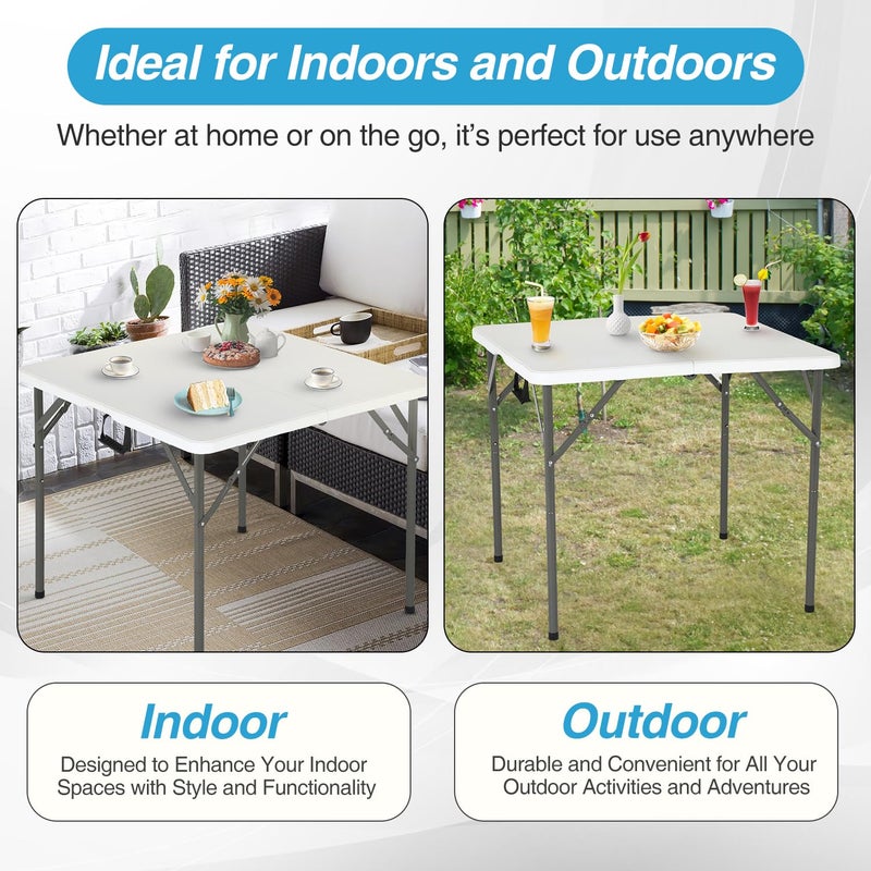 FDW 34" Folding Card Table Plastic, Portable Square Height, Perfect for Party and Parties Backyard Events, White - Image 5