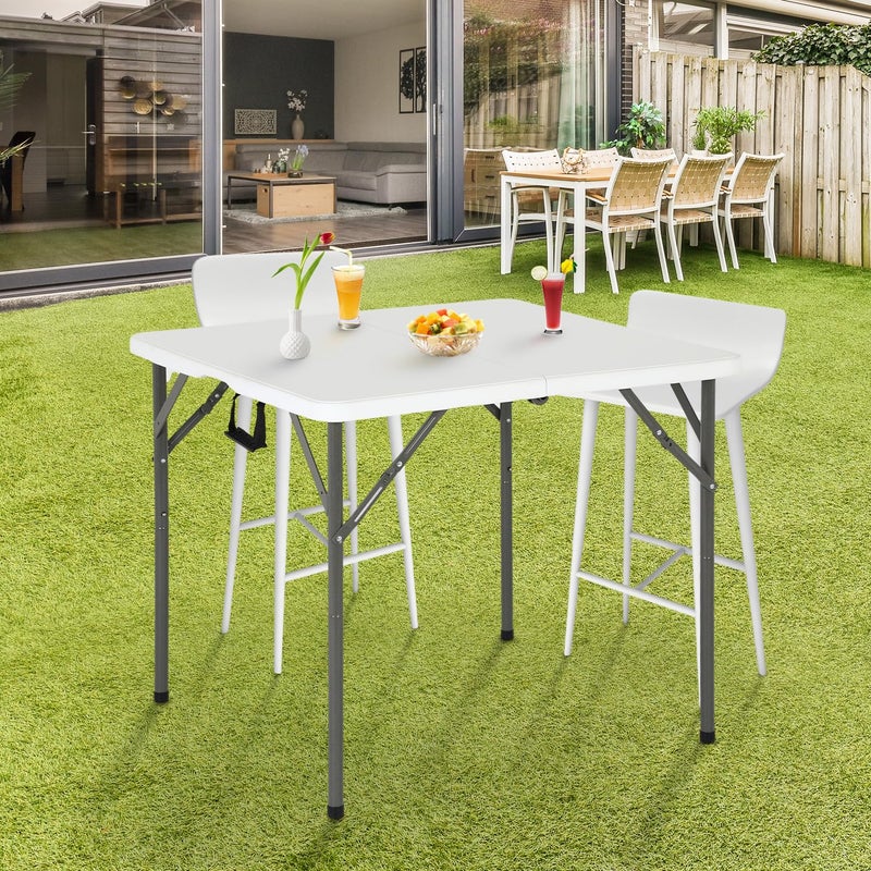 FDW 34" Folding Card Table Plastic, Portable Square Height, Perfect for Party and Parties Backyard Events, White - Image 2