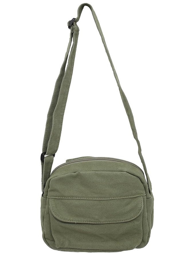 Collsants Small Crossbody Bag Cute Purse Mini Canvas Crossbody Purse Phone bag, Green, Small - Image 1