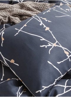 LUNA Home King Size 6 Piece Reversible Duvet Cover Set Blue Twigs Design.  - Image 4