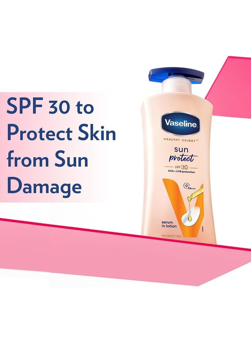 فازلين سيروم واقي من الشمس صحي ومشرق - عامل حماية من الشمس 30، حماية من الأشعة فوق البنفسجية UVA وUVB (PA+++) 400 مل - Image 1