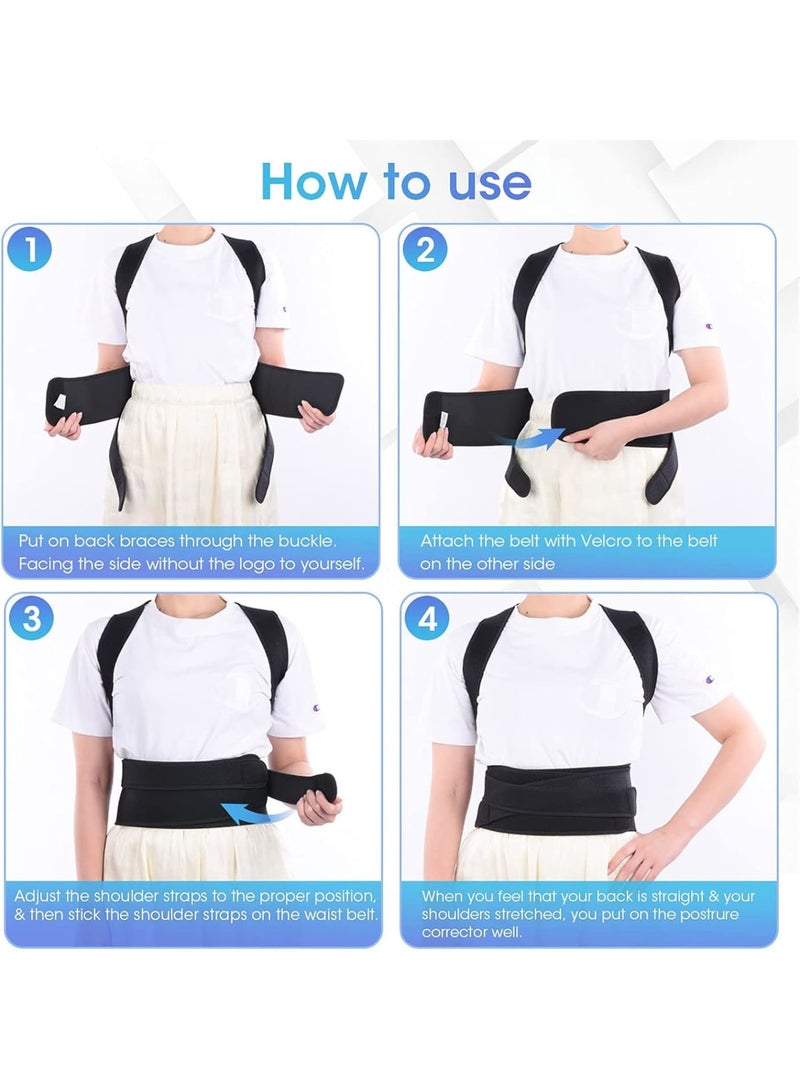 Zikra Posture Corrector for Women and Man, Back Brace Support straightener, Shoulder Lumbar Adjustable Breathable and Posture Corrector for Improve Posture, for Neck, Back and Shoulder Pain Relief, Black - Image 5