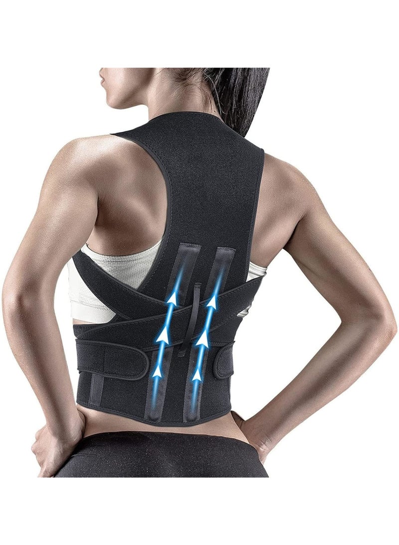 Zikra Posture Corrector for Women and Man, Back Brace Support straightener, Shoulder Lumbar Adjustable Breathable and Posture Corrector for Improve Posture, for Neck, Back and Shoulder Pain Relief, Black - Image 1
